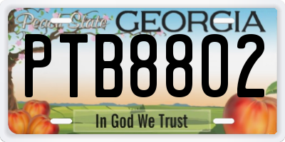 GA license plate PTB8802