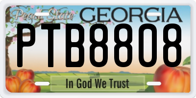 GA license plate PTB8808