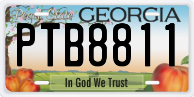 GA license plate PTB8811