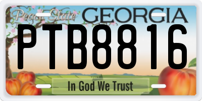 GA license plate PTB8816