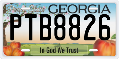 GA license plate PTB8826