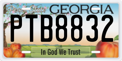 GA license plate PTB8832