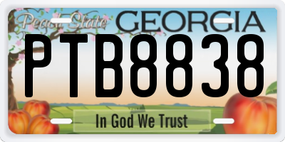 GA license plate PTB8838