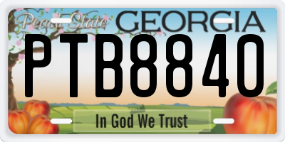GA license plate PTB8840