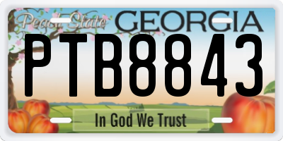 GA license plate PTB8843