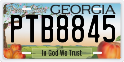 GA license plate PTB8845