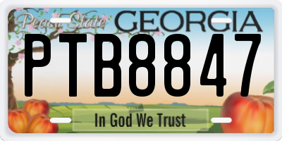 GA license plate PTB8847