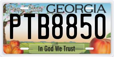 GA license plate PTB8850