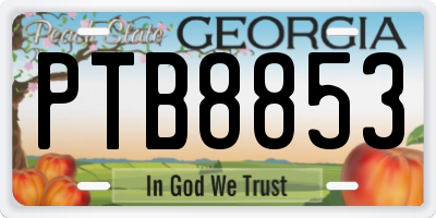 GA license plate PTB8853