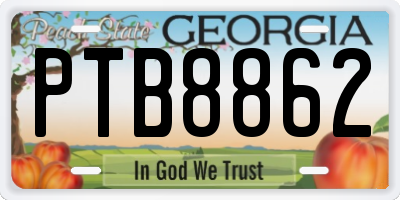 GA license plate PTB8862