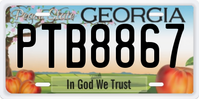GA license plate PTB8867