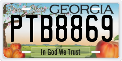 GA license plate PTB8869