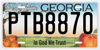 GA license plate PTB8870