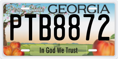 GA license plate PTB8872