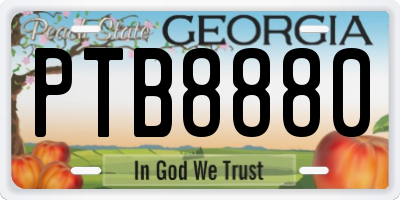 GA license plate PTB8880
