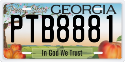 GA license plate PTB8881