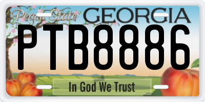 GA license plate PTB8886