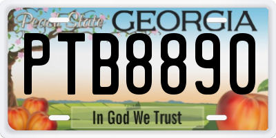 GA license plate PTB8890