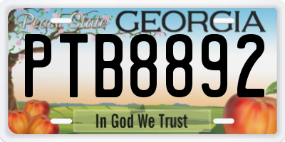 GA license plate PTB8892