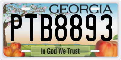 GA license plate PTB8893