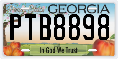 GA license plate PTB8898