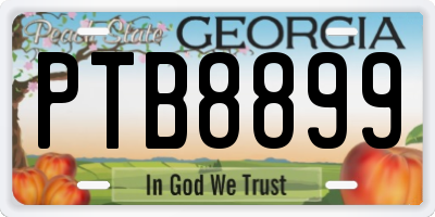 GA license plate PTB8899