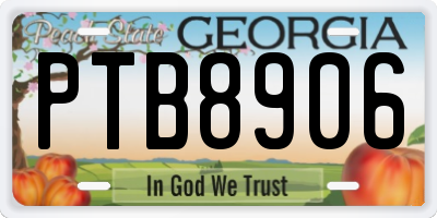 GA license plate PTB8906