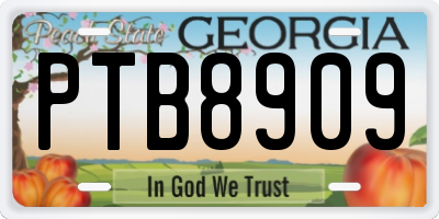 GA license plate PTB8909