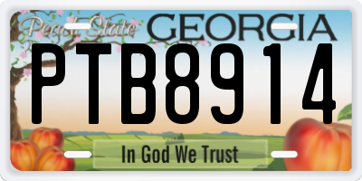 GA license plate PTB8914