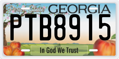GA license plate PTB8915