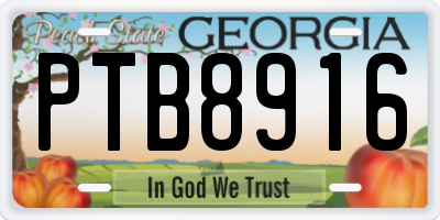 GA license plate PTB8916