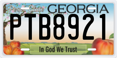 GA license plate PTB8921