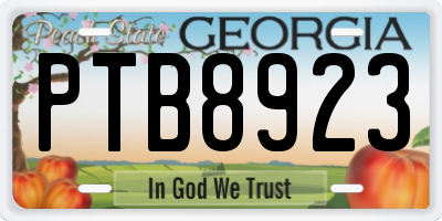 GA license plate PTB8923