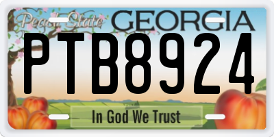GA license plate PTB8924