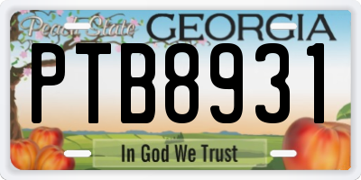 GA license plate PTB8931