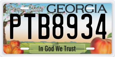 GA license plate PTB8934
