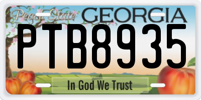 GA license plate PTB8935
