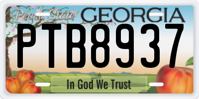 GA license plate PTB8937