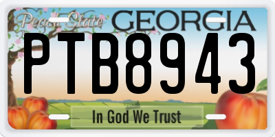 GA license plate PTB8943