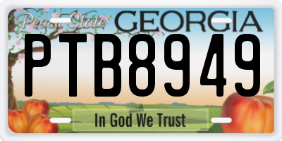 GA license plate PTB8949