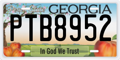 GA license plate PTB8952