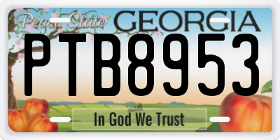 GA license plate PTB8953