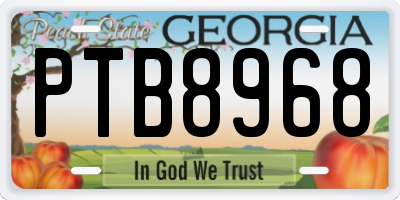 GA license plate PTB8968