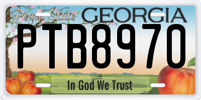 GA license plate PTB8970