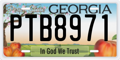 GA license plate PTB8971