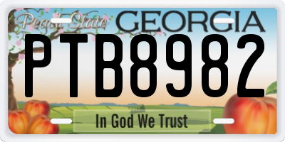 GA license plate PTB8982