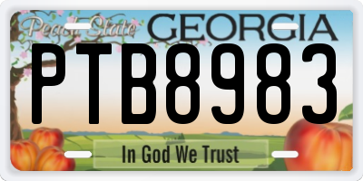 GA license plate PTB8983