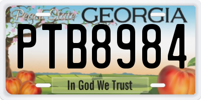 GA license plate PTB8984