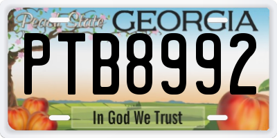 GA license plate PTB8992