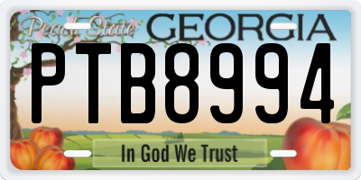 GA license plate PTB8994